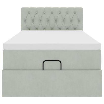 Османска легло с матрак, светлосиво, 80x200 см, кадифе