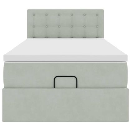 Османска легло с матрак, светлосиво, 80x200 см, кадифе