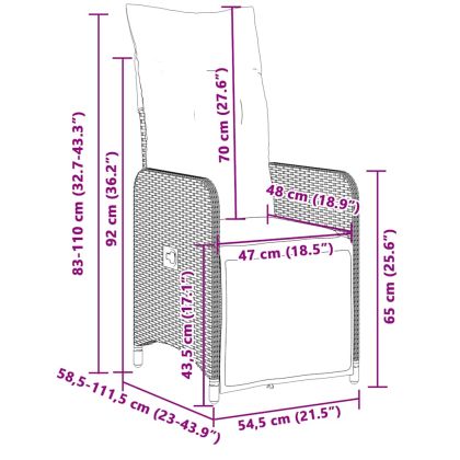 Градински бистро комплект с възглавници 3 части кафяв полиратан