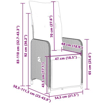 Градински бистро комплект с възглавници 5 части сив полиратан