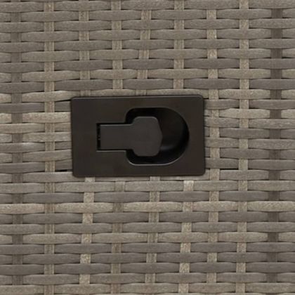 Накланящ се градински диван, 2-местен, с маса, сив, полиратан