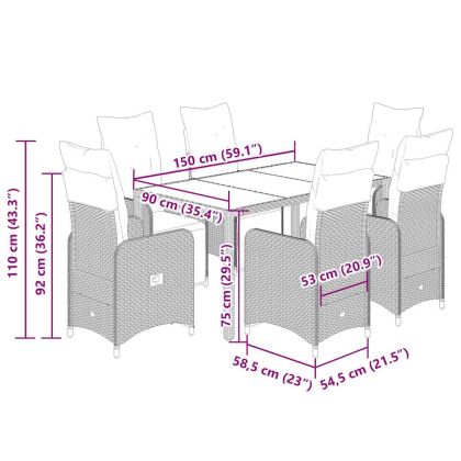 Градински бистро комплект с възглавници 5 части черен полиратан