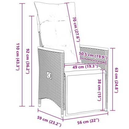 Градински бистро комплект с възглавници 7 части сив полиратан