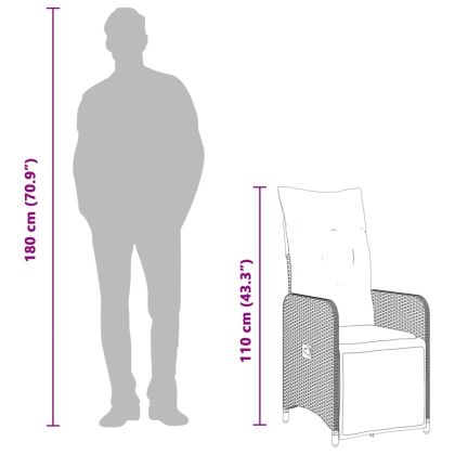 Градински бистро комплект с възглавници 5 части кафяв полиратан