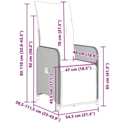 Градински бистро комплект с възглавници 9 части черен полиратан