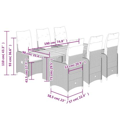 Градински бистро комплект с възглавници 5 части черен полиратан