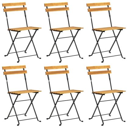 Градински трапезен комплект, сгъваем, 7 части, акация масив