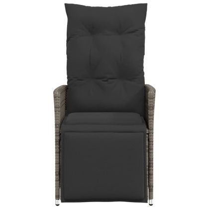 Накланящи градински столове с възглавници 2 бр, полиратан, сиви