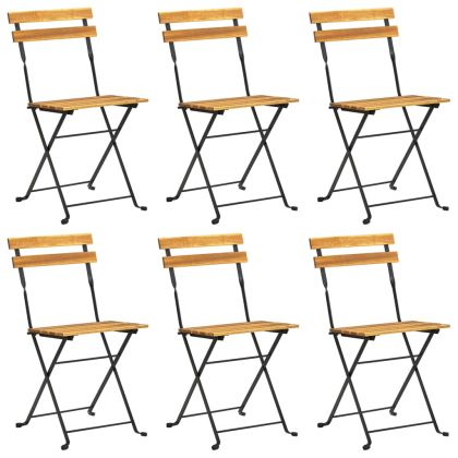 Градински трапезен комплект, сгъваем, 7 части, акация масив