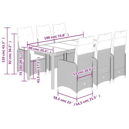 Градински бистро комплект с възглавници 5 части черен полиратан