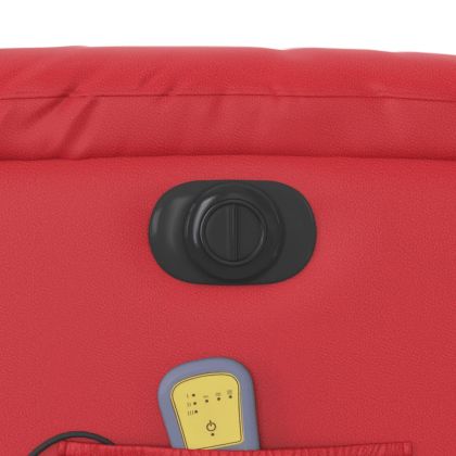 Електрически изправящ масажен реклайнер стол, червен, еко кожа