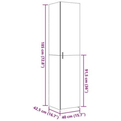Висок шкаф, опушен дъб, 40x42,5x185 см, инженерно дърво