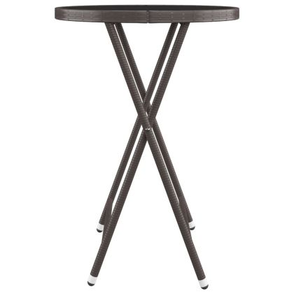 Бистро комплект от 3 части, полиратан и закалено стъкло, кафяв