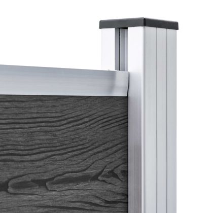 Комплект оградни панели, WPC, 699x146 см, черен