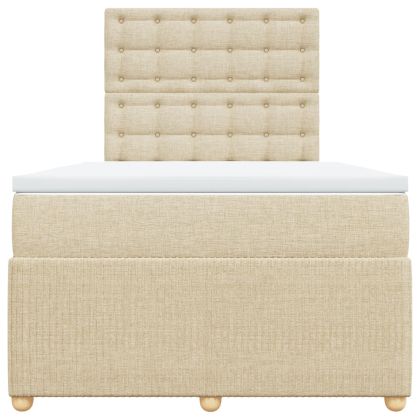 Боксспринг легло с матрак, кремаво, 120x200 см, плат