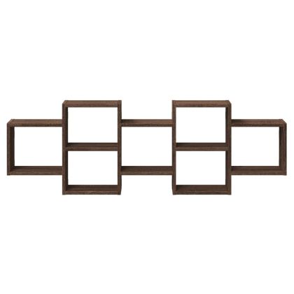 Стенен рафт, кафяв дъб, 129x18x42 см, инженерно дърво