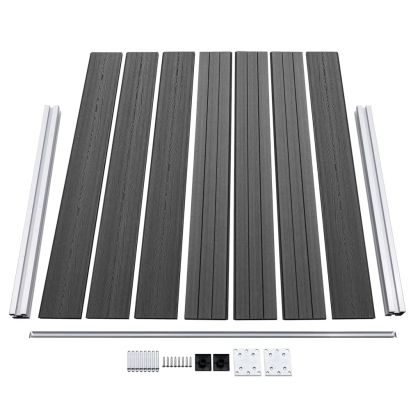 Комплект оградни панели, WPC, 353x146 см, черен