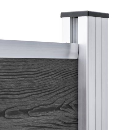 Комплект оградни панели, WPC, 353x146 см, черен