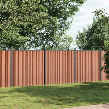 Ограден панел, кафяв, 526x186 см, WPC