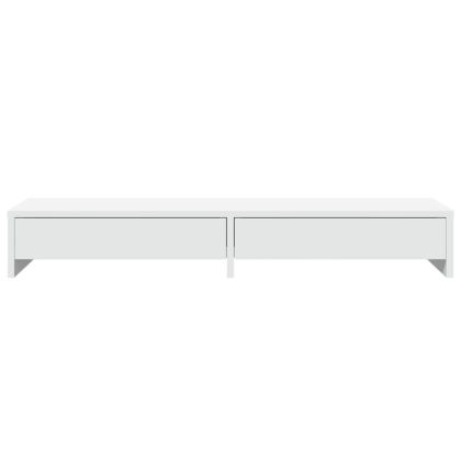 Стойка за монитор с чекмеджета, бяла, 100x27x15 см, инженерно дърво