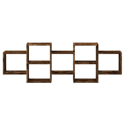 Стенен рафт, опушен дъб, 129x18x42 см, инженерно дърво