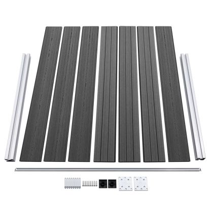 Комплект оградни панели, WPC, 872x146 см, черен