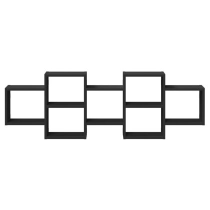 Стенен рафт, черен, 129x18x42 см, инженерно дърво