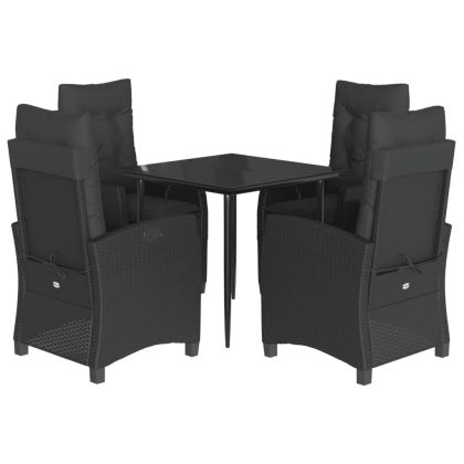 Градински трапезен комплект възглавници 5 части черен полиратан