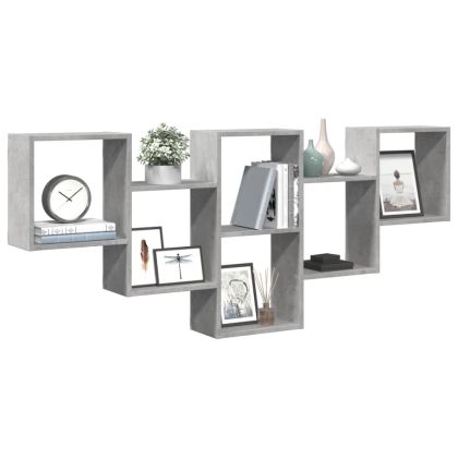 Стенен рафт, бетонно сив, 159x18x66 см, инженерно дърво