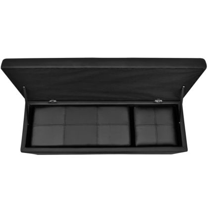 Пейки с място за съхранение и табуретка, черна изкуствена кожа – 3 бр