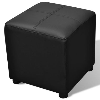 Пейки с място за съхранение и табуретка, черна изкуствена кожа – 3 бр