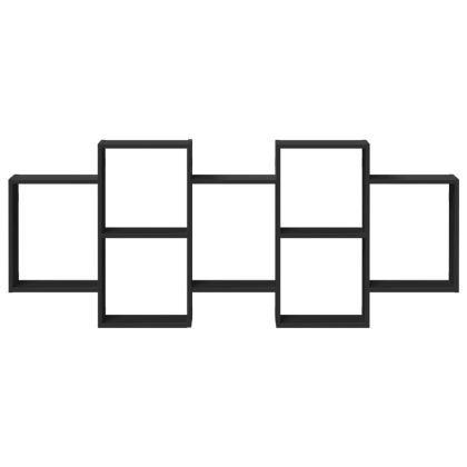 Стенен рафт, черен, 159x18x65 см, инженерно дърво