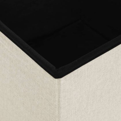 Сгъваеми табуретки за съхранение 2 бр кремавобели изкуствен лен