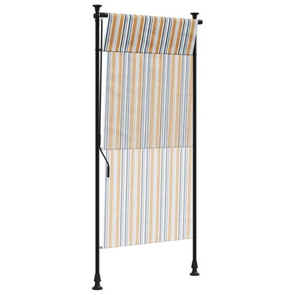 Външна ролетна щора, жълто и бяло, 120x270 см, плат и стомана