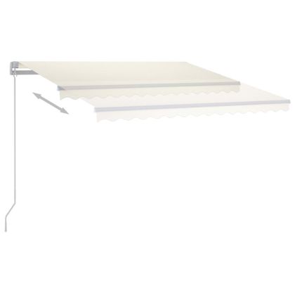 Ръчно прибираща се тента с LED, 300x250 см, кремава