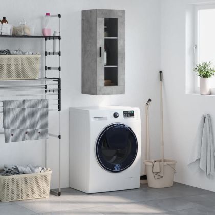 Стенен шкаф бетонно сив 34,5x34x90 см