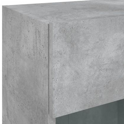 Стенен ТВ шкаф с LED осветление, бетонно сив, 40x30x60,5 см