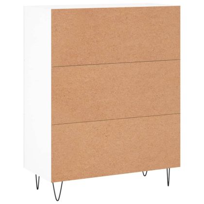 Сайдборд, бял, 69,5x34x90 см, инженерно дърво