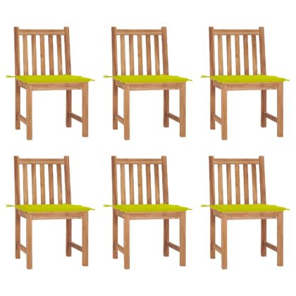 Градински столове, 6 бр, с възглавници, тиково дърво масив