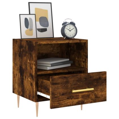 Нощно шкафче, опушен дъб, 40x35x47,5 см, инженерно дърво