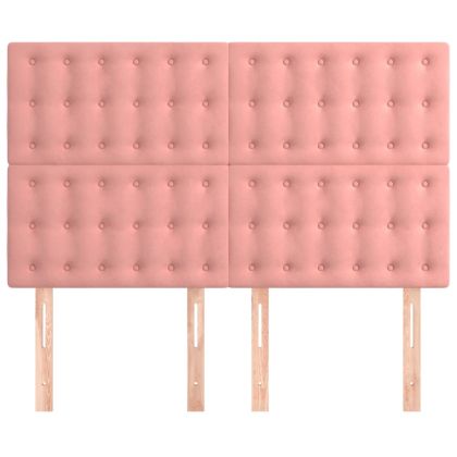 Табла за легло, розова, 144x5x118/128 см, кадифе
