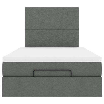 Османска легло с матрак, тъмносиво, 120x200 см, плат