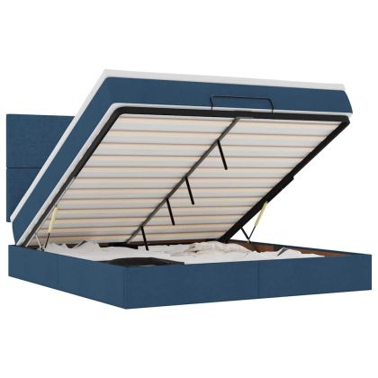 Османска легло с матрак, синьо, 160x200 см, плат