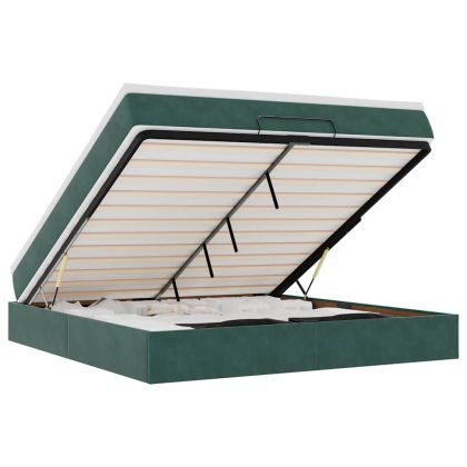 Османска легло с матрак, тъмнозелено, 180x200 см, кадифе