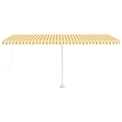 Свободностояща ръчно прибираща тента, 500x300 см, жълто и бяло