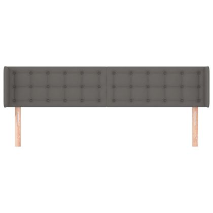 Горна табла за легло, сива, 183x16x78/88 см, изкуствена кожа