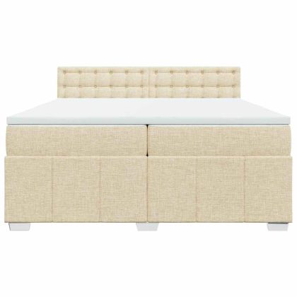 Боксспринг легло с матрак, кремаво, 200x200 см, плат