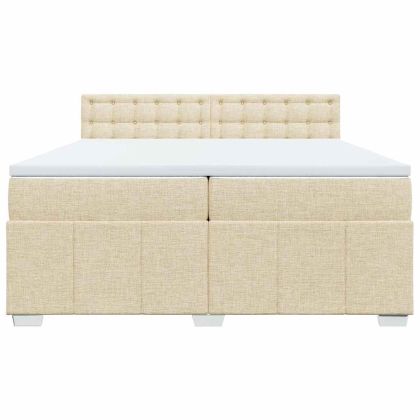 Боксспринг легло с матрак, кремаво, 200x200 см, плат