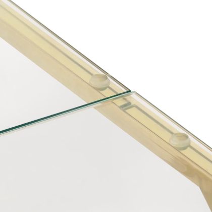 Кафе маса, златиста, неръждаема стомана и закалено стъкло