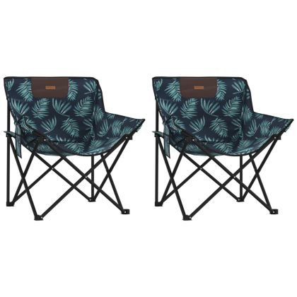Къмпинг столове с джоб, сгъваеми, 2 бр, Модел на листа